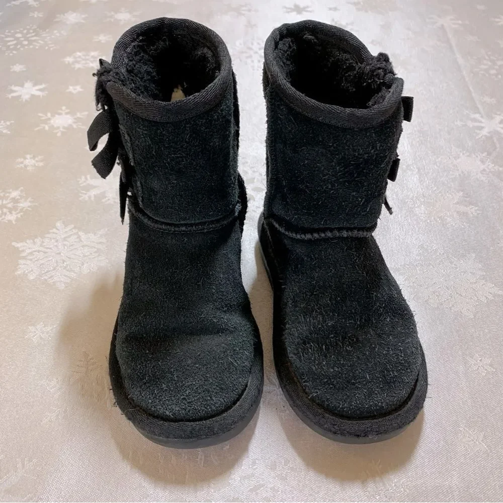 Koolaburra by Ugg Boots Black Bow Girls Toddler Sz 4 Gorgeous